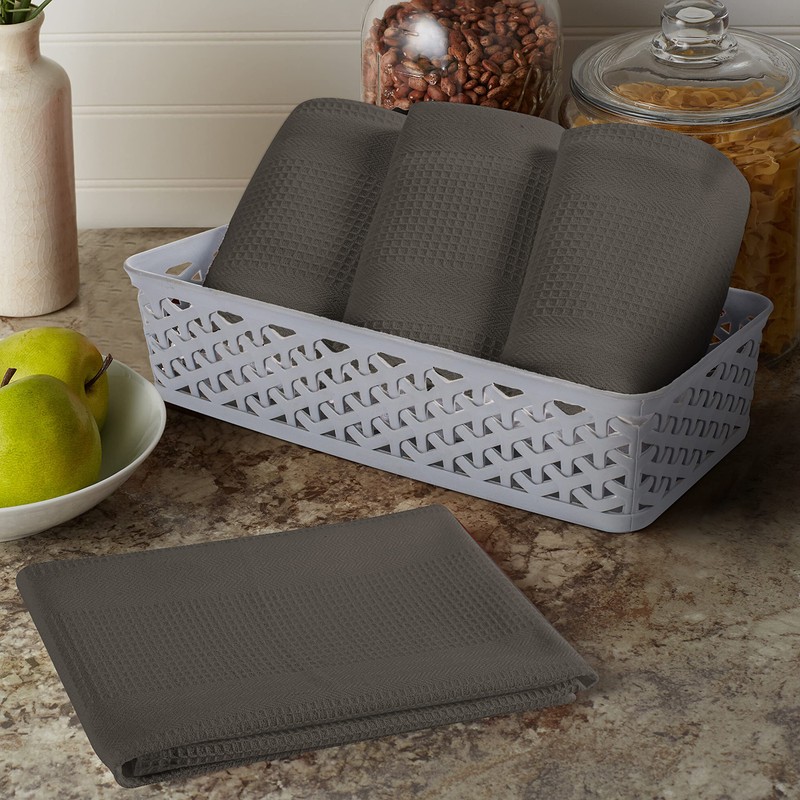 COTTONIVA Waffle Kitchen Towels Set - 6 Pack Cotton Dish