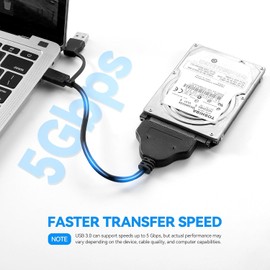 SATA-auf-USB-Kabel, 2-in-1 USB-C/USB 3.0 auf SATA III-Festplattenadapter, kompatibel mit 2,5-Zoll-HDD und externem SSD-Konverter, Datenübertragung für MacBook Pro Air 2022, Surface Go, Laptop, PC