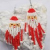The Pretty Jewellery Santa Beaded Christmas Dangle Earrings Red White