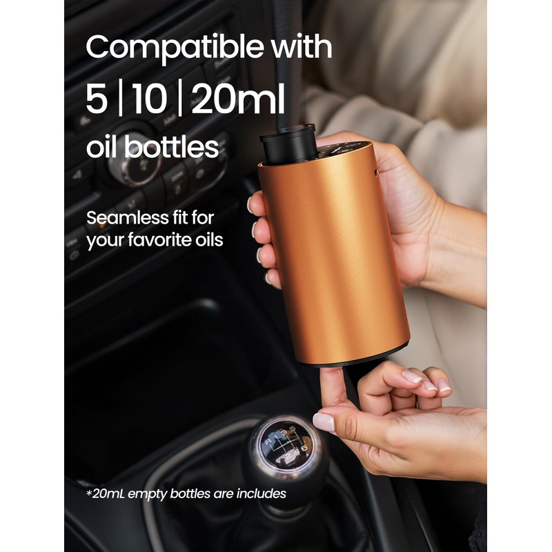 Waterless Essential Oil Diffuser, Rechargeable Car Scent Diffuser, Orange