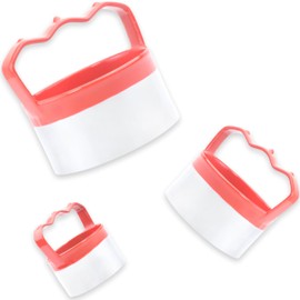 3 Pcs Round Biscuit Cutters Set 3", 3.5", 4", 0.4mm Stainless Steel Circle Cookie Cutters for Baking, Comfortable Grip, Red Silicone Handle