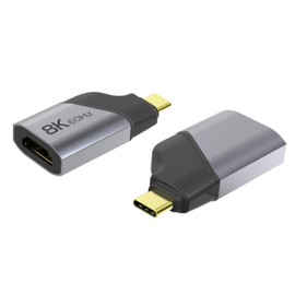 PremiumCord 8K USB-C to HDMI Adapter M/F, HDMI 2.1, UHD 8K 4320p 60Hz, 4K 2160p 144Hz, HDR10+, HDCP 2.3, 48 Gbps, Aluminium Housing, Space Grey