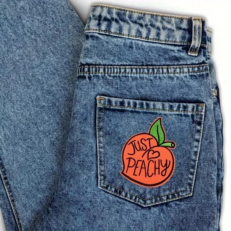 Unbranded Just Peachy Iron-On Patch Embroidered Fruit Applique for DIY