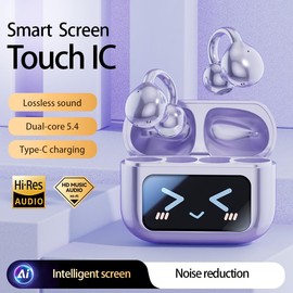 Bluetooth headphones with ear clip, Bluetooth 5.4 sports headphones, open ear translation headphones, IPX5 waterproof, digital display LED,suitable for sports/travel/Business/entertainment/learning