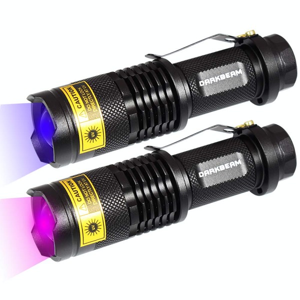 UV 365nm and 395nm light wood's lamp DARKBEAM Blacklight Ultraviolet Flashlight LED Portable Mini Handheld Torch Detector for Dog Urine Pet Stains 370nm Anti-counterfeiting Identification Resin Curing