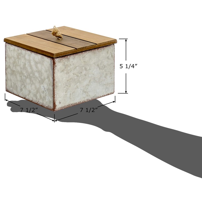 Red Co. 7" W x 7" D Rustic Galvanized Metal