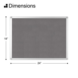 BoardsPlus 18" x 24" Gray Felt Fabric Bulletin Pin Board, Aluminum Frame, Easy Install Wall Mount, for Home, Office, School