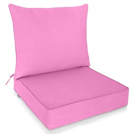 EAGLE PEAK Outdoor Deep Seat Patio Seat Cushion Set, 25 x 25 x 5 inch, 2-Piece Back Chair Cushion, Set of 1, Pink