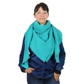 GymStern XXL Muslin Scarf 100% Fine Cotton 130 x 130 cm Women's Scarf Muslin Scarf Muslin Women's Scarf Men Colour Turquoise, turquoise