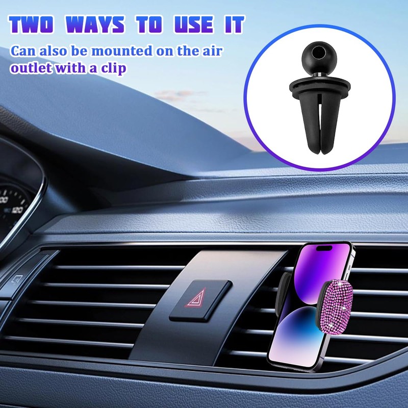 FALVFUN Bling Car Phone Holder, Rhinestone Vehicle Windshield Dashboard Cellphones
