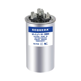 SEQUEDA 45+5 uF ±6% 370V/440V CBB65 CBB65A Dual Run Start AC Capacitor 45+5 MFD for Fan Motor Start or Heat Pump, Pool Pump and Condenser Straight Cool