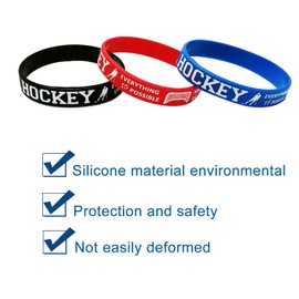 Oringaga 24PCS Hockey Party Motivational Rubber Bracelets, Sports/Hockey Baby Shower Birthday Party Supplies Decorations Gifts Prize Goodie Bag Favors Silicone Wristbands