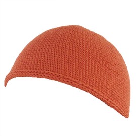CHARM Kufi Hat Mens Beanie - Men Cotton Skull Cap Hand Made 2 Sizes Islam Orange L