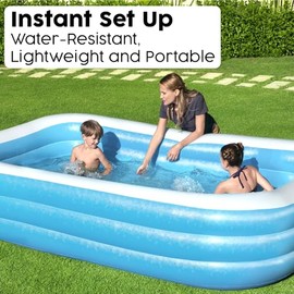 H2OGO Piscina familiar rectangular azul de lujo inflable                                                                                              