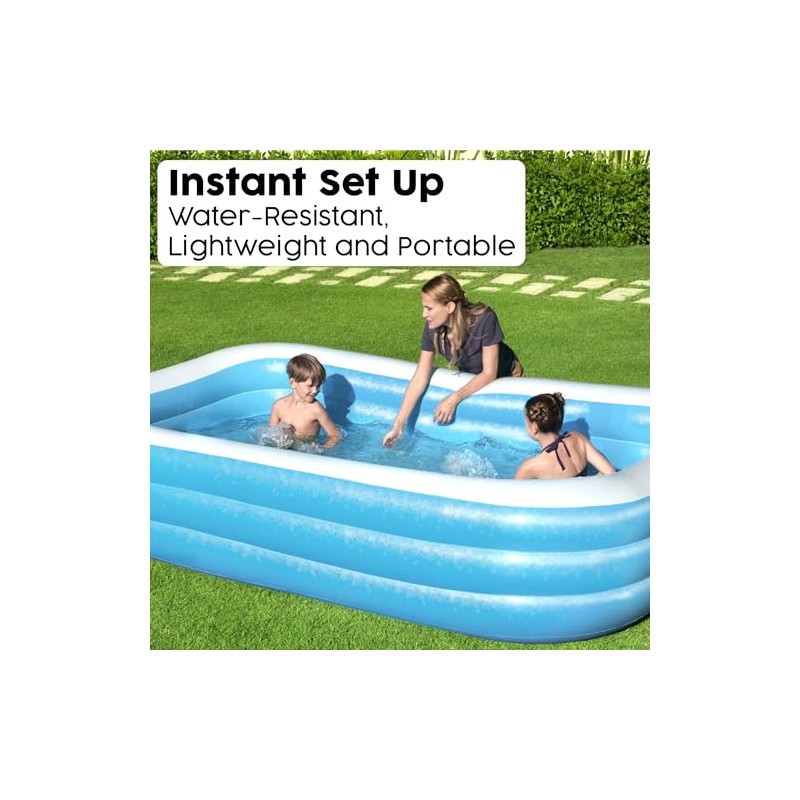 H2OGO Piscina familiar rectangular azul de lujo inflable
