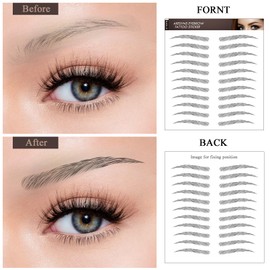 10 Sheets 110 Pairs 4D Hair-Like Waterproof Eyebrow Tattoos, Black Tattoo Eyebrows Sticker Pairs, Temporary Brow Tattoos Grooming Shaping Stickers in Arch Style for Women Black12