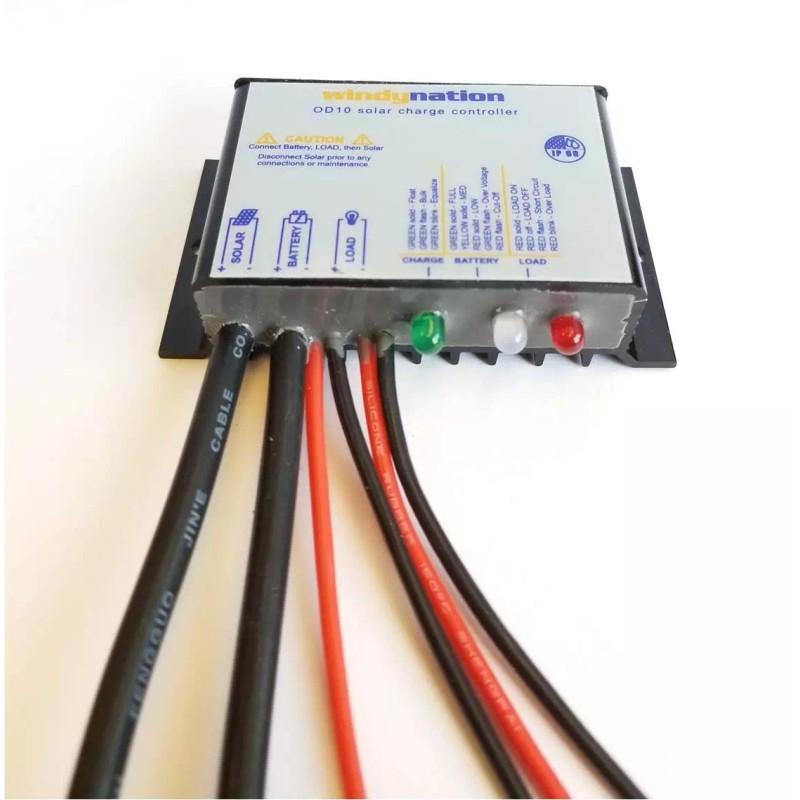 WindyNation Waterproof 10A 12V 24V Solar Charge Controller w LED