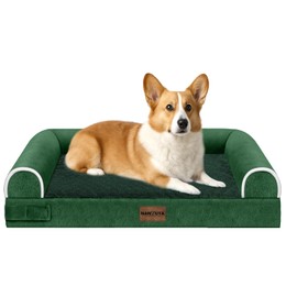 Medium Large Dog Bed Orthopedic Washable: Beds Bolster Medium Large Sized Dog Bed Egg Crate Foam Couch Sofa Waterproof with Removable Cover - Emerald