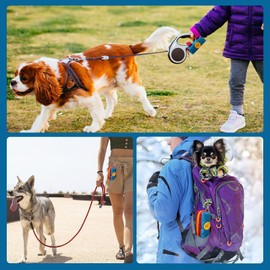 Lepawit Dog Poop Bag Holder Zippered Pouch, Portable Dog Poop Bag Dispenser with 1 Metal Clip, Fashion Color Matching Canvas Waste Bag Holder for Leashes