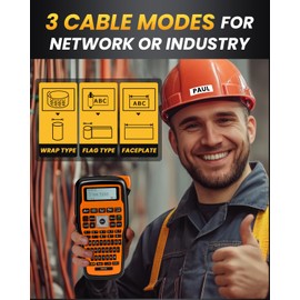 Label Maker Machine with-Tape, E1000 Heat Shrink Label Maker Waterproof-Labels for Cable Wire Network Industrial Office Labeling, Electrician Label Makers Handheld Label Machine with Different Fonts