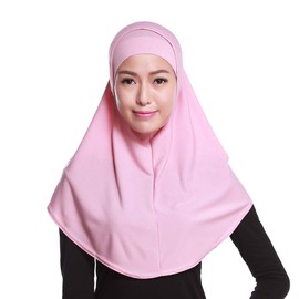 GUMEI Amira Women's 2-Piece Plain Jersey Muslim Hijab Stretch Headscarf Made of Soft Cotton with Red Inner Cap of Undershirt