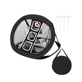 Foldable Golf Chipping Practice Net, with 4 Ground Stakes and Storage Bag (Black, 86.5 * 70 * 67cm)
