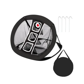 Foldable Golf Chipping Practice Net, with 4 Ground Stakes and Storage Bag (Black, 86.5 * 70 * 67cm)
