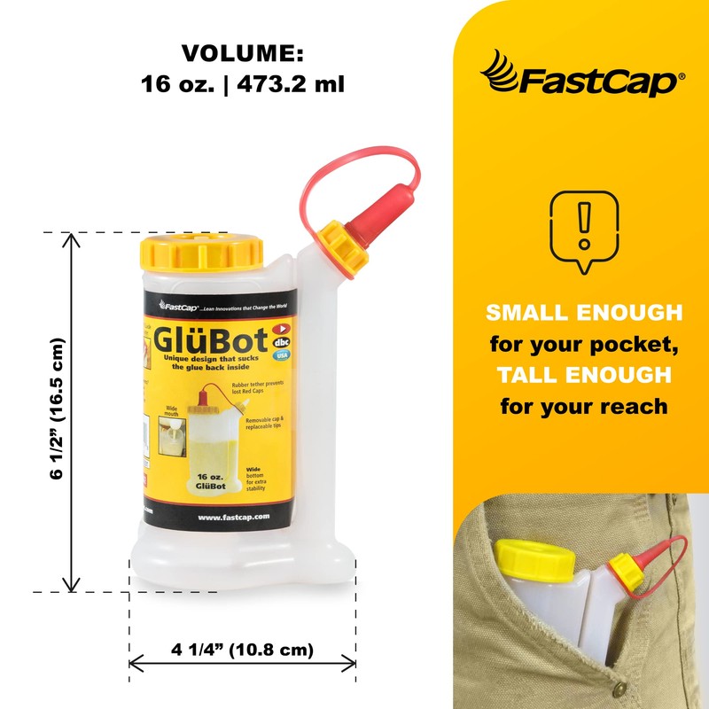 FastCap 16oz Glue Bottle, with 2-Chamber No-Drip System. Each Bottle