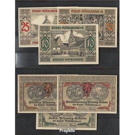 Prophila Collection Banknote Mühlberg Emergency Money: 903.1 a Three Emergency Notes of the City of Mühlberg 1921 10, 25 and 50 Pfenning Mühlberg (Banknotes for Collectors - No Means of Payment)