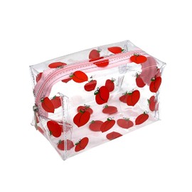 ZMZZ Cute makeup bag, transparent portable makeup bag, waterproof toiletries storage bag, large capacity pen bag (peach)