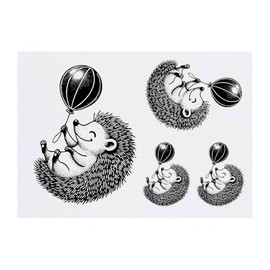 Azeeda 4 x 'Igel mit Ballon' Temporäre Tattoos - Wasserfest, Hautfreundlich & Ungiftig · Transfers in Verschiedenen Größen (TO00083152)