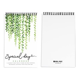 Inkdotpot Greenery Perpetual Calendar, Important Dates to Remember- 6x9 Monthly and Daily Wall Hanging Journal for Special Days- Birthdays- Anniversaries Book Birthday Gift Planner Organizer