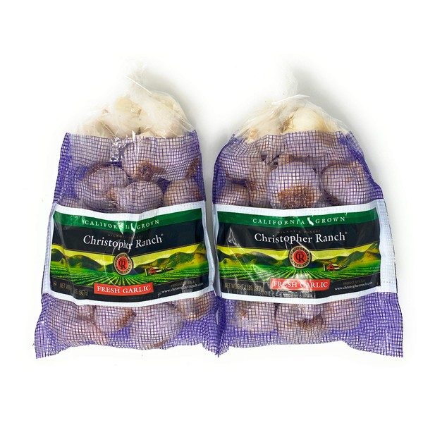 2 x 2 Pound Fresh Garlic USA California Heirloom Monviso Gilroy Finest (4 Pounds Total) by Christopher Ranch