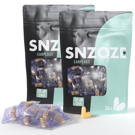 SNZOZE 100 Pairs Ultra Soft Foam Ear Plugs, Perfect for Sleeping, 38dB SNR, Individually Wrapped, One Size (Beige, 100 Pairs)