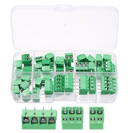 sourcing map 50PCS 2-Pin & 3-Pin & 4-Pin PCB Mount Screw Terminal Block Connectors 5mm/0.2inch Pitch Circuit Board Connectors for Home Appliances Green