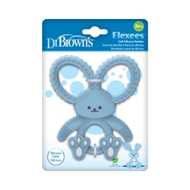 Dr. Brown's Dr. Brown's Flexees Blue Bunny, Soft 100% Silicone Baby Teether, BPA Free, 3m+