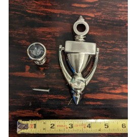 Door Apparel Zinc Alloy Door Knocker w Cat's Eye Viewer Metal Door Knocker 5 1/2 Inch New