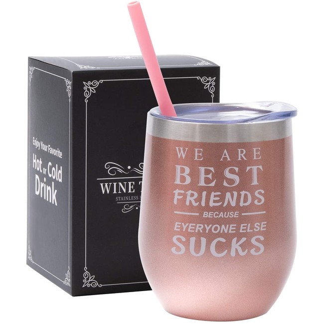 Best Friend, BFF Gifts, Friendship Gifts for Women - We Are Best Friends Because Everyone Else Sucks - Funny Birthday, Christmas Gifts for Women, Female Friends, Bestie - ZOORON Wine Tumbler…