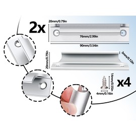 Lhbwhiz Pack of 2 Balcony Door Handles, Patio Door Handles, Exterior, Aluminium Alloy Handle, Sliding Door Handle, Cabinet Drawer Handle with Screws, Furniture Fittings, for Doors and Windows, Cabinet
