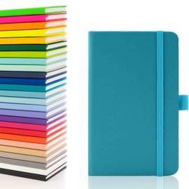 Notes London Eco A6 Notebook with Lined Pages, Pen Loop, Ribbon, Date Marks and Paper Pocket, Pocket Hardback Journal, Note, sustainably sourced paper (Teal)