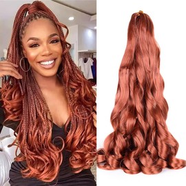 French Curl Braiding Hair,8Pack Loose Wavy Pre Stretched Synthetic 350# Spiral Curly Crochet Braiding Hair 16Inch 75g/pack French Curly Crochet Hair(16Inch,8 Packs,#350)