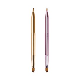 UUYYEO 2 Pcs Retractable Lip Brushes Double Ended Lip Makeup Brushes Travel Lipstick Brushes Dual End Lip Gloss Brushes Lip Liner Contour Brushes Lip Stick Applicators with Cap