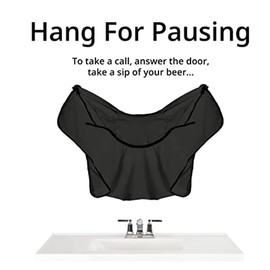 Beard Bib Apron Beard Catcher, Best Trimming Catcher for Shaving Beard Hair Catcher with Suction Cups, Shaving Gift for Men Stuff, 30 x 25 cm, Black