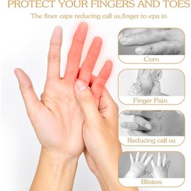 24 count Silicone Finger Protectors,Cuttable Rubber Fingers Tips,White Finger Sleeves,Reusable Finger Covers to Protects Knuckles,   Cracks, Reduces Friction Calluse(Transparent)