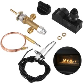Fire Pit Safety Control Valve Kit, Low Pressure Propane Gas Fireplace Flameout Valve Kit, Fire Pit Replacement Parts Valve Igniter Assembly Kit, Push Button Igniter Kit for Gas Grills, Heaters, Stoves