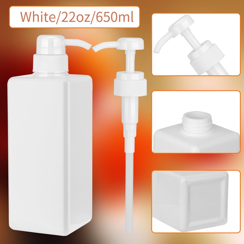Pump Bottle Dispenser 22oz/650ml Jansburg 2Pack Refillable Square Plastic Lotion
