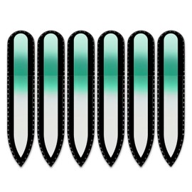 Mont Bleu Coloured Glass Nail File, in Black Velvet Case, Small and Handy Genuine, Tempered Glass, from the Czech Republic White Green