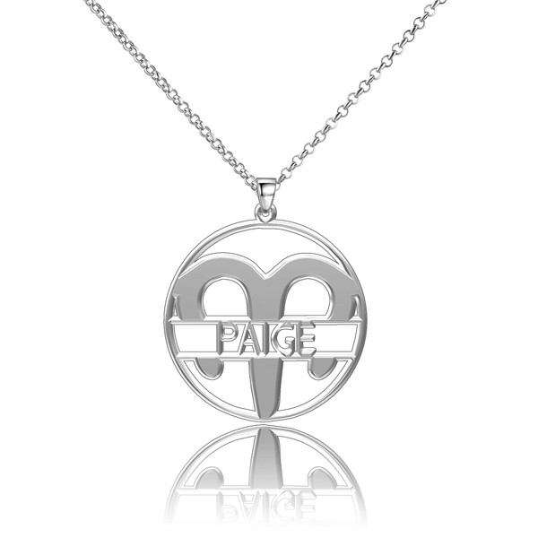 LoEnMe Jewelry Zodiac Signs Aries 925 Name Personalized Women Custom