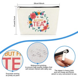 Tea Lovers Gifts for Women Makeup Bag Tea Drinkers Gift Best Friend Friendship Gifts for Her Cosmetic Bag Birthday Christmas Retirement Gifts for Colleagues Teachers Aunt Mother Grandma Travel Pouch
