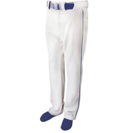Martin Sports Youth Baseball/Softball Belt Loop Pants, White with Navy Piping (White with Navy Piping, YM)